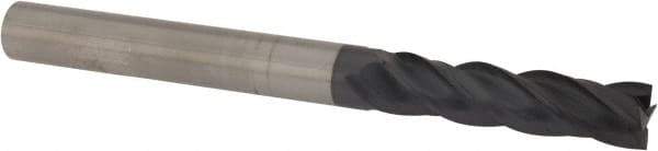 Accupro - 9/16", 1-1/8" LOC, 9/16" Shank Diam, 3-1/2" OAL, 4 Flute, Solid Carbide Square End Mill - Single End, AlTiN Finish, Spiral Flute, Variable° Helix, Centercutting, Right Hand Cut, Right Hand Flute - Eagle Tool & Supply
