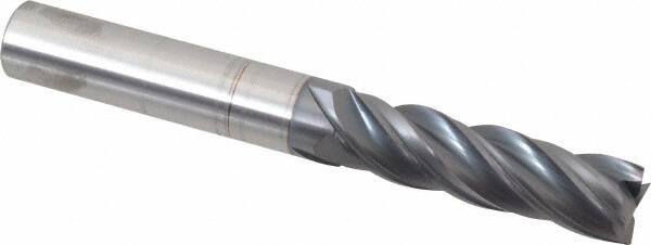 Accupro - 5/8", 2-1/4" LOC, 5/8" Shank Diam, 5" OAL, 4 Flute, Solid Carbide Square End Mill - Single End, AlTiN Finish, Spiral Flute, Variable° Helix, Centercutting, Right Hand Cut, Right Hand Flute - Eagle Tool & Supply