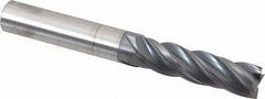 Accupro - 5/8", 2-1/4" LOC, 5/8" Shank Diam, 5" OAL, 4 Flute, Solid Carbide Square End Mill - Single End, AlTiN Finish, Spiral Flute, Variable° Helix, Centercutting, Right Hand Cut, Right Hand Flute - Eagle Tool & Supply