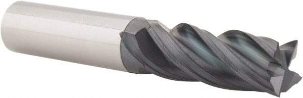 Accupro - 1/2", 1-1/4" LOC, 1/2" Shank Diam, 3" OAL, 4 Flute, Solid Carbide Square End Mill - Single End, AlTiN Finish, Spiral Flute, Variable° Helix, Centercutting, Right Hand Cut, Right Hand Flute - Eagle Tool & Supply