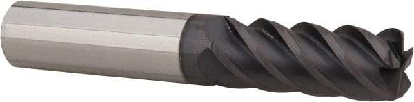 Accupro - 1/2", 5 Flute, Single End, Solid Carbide, 0.06" Corner Radius End Mill - 3" OAL, 45° Helix, Right Hand Flute, 1-1/4" LOC, Right Hand Cut - Eagle Tool & Supply