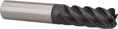Accupro - 1/2", 5 Flute, Single End, Solid Carbide, 0.06" Corner Radius End Mill - 3" OAL, 45° Helix, Right Hand Flute, 1-1/4" LOC, Right Hand Cut - Eagle Tool & Supply