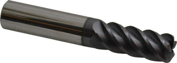 Accupro - 1/2", 5 Flute, Single End, Solid Carbide, 0.09" Corner Radius End Mill - 3" OAL, 45° Helix, Right Hand Flute, 1-1/4" LOC, Right Hand Cut - Eagle Tool & Supply