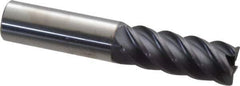 Accupro - 5/8", 5 Flute, Single End, Solid Carbide, 0.03" Corner Radius End Mill - 3-1/2" OAL, 45° Helix, Right Hand Flute, 1-5/8" LOC, Right Hand Cut - Eagle Tool & Supply