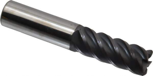 Accupro - 5/8", 5 Flute, Single End, Solid Carbide, 0.06" Corner Radius End Mill - 3-1/2" OAL, 45° Helix, Right Hand Flute, 1-5/8" LOC, Right Hand Cut - Eagle Tool & Supply