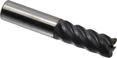 Accupro - 5/8", 5 Flute, Single End, Solid Carbide, 0.06" Corner Radius End Mill - 3-1/2" OAL, 45° Helix, Right Hand Flute, 1-5/8" LOC, Right Hand Cut - Eagle Tool & Supply