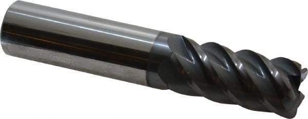 Accupro - 3/4", 5 Flute, Single End, Solid Carbide, 0.09" Corner Radius End Mill - 4" OAL, 45° Helix, Right Hand Flute, 1-5/8" LOC, Right Hand Cut - Eagle Tool & Supply