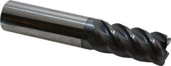 Accupro - 3/4", 5 Flute, Single End, Solid Carbide, 0.09" Corner Radius End Mill - 4" OAL, 45° Helix, Right Hand Flute, 1-5/8" LOC, Right Hand Cut - Eagle Tool & Supply