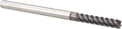 Accupro - 1/4", 5 Flute, Single End, Solid Carbide, 0.03" Corner Radius End Mill - 4" OAL, 45° Helix, Right Hand Flute, 1-1/4" LOC, Right Hand Cut - Eagle Tool & Supply