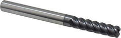 Accupro - 3/8", 5 Flute, Single End, Solid Carbide, 0.06" Corner Radius End Mill - 4" OAL, 45° Helix, Right Hand Flute, 1-1/2" LOC, Right Hand Cut - Eagle Tool & Supply