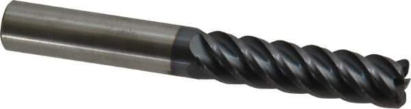 Accupro - 1/2", 5 Flute, Single End, Solid Carbide, 0.06" Corner Radius End Mill - 4" OAL, 45° Helix, Right Hand Flute, 2" LOC, Right Hand Cut - Eagle Tool & Supply