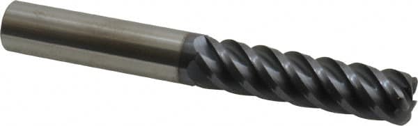 Accupro - 1/2" Diam 5 Flute Solid Carbide 0.09" Corner Radius End Mill - Eagle Tool & Supply