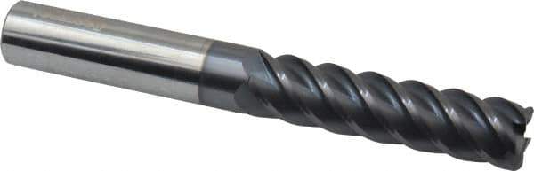 Accupro - 5/8", 5 Flute, Single End, Solid Carbide, 0.06" Corner Radius End Mill - 5" OAL, 45° Helix, Right Hand Flute, 2-1/2" LOC, Right Hand Cut - Eagle Tool & Supply