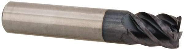 Accupro - 3/8", 5 Flute, Single End, Solid Carbide, 0.03" Corner Radius End Mill - 2" OAL, 45° Helix, Right Hand Flute, 1/2" LOC, Right Hand Cut - Eagle Tool & Supply