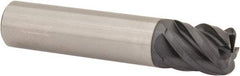Accupro - 1/2", 5 Flute, Single End, Solid Carbide, 0.09" Corner Radius End Mill - 2-1/2" OAL, 45° Helix, Right Hand Flute, 5/8" LOC, Right Hand Cut - Eagle Tool & Supply