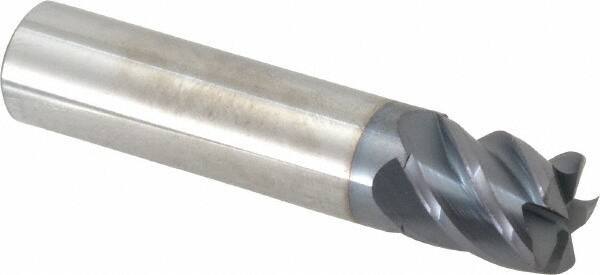 Accupro - 5/8", 5 Flute, Single End, Solid Carbide, 0.03" Corner Radius End Mill - 3" OAL, 45° Helix, Right Hand Flute, 3/4" LOC, Right Hand Cut - Eagle Tool & Supply