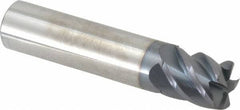 Accupro - 5/8", 5 Flute, Single End, Solid Carbide, 0.03" Corner Radius End Mill - 3" OAL, 45° Helix, Right Hand Flute, 3/4" LOC, Right Hand Cut - Eagle Tool & Supply