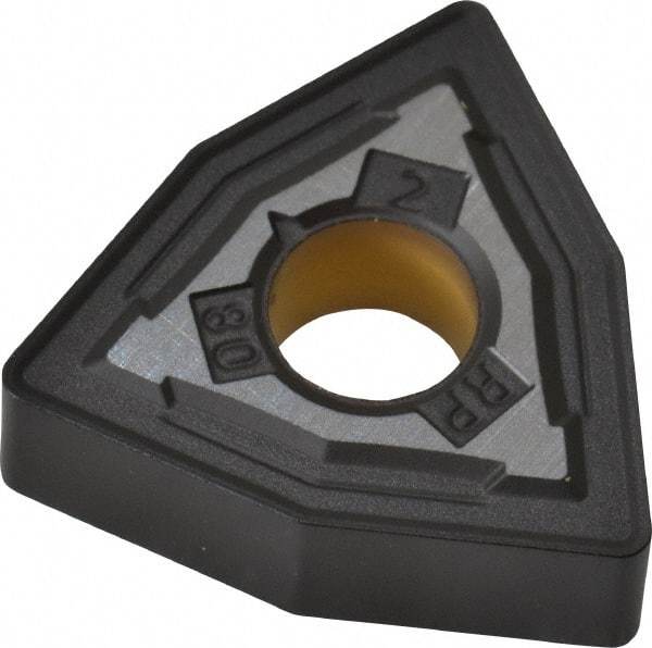 Kennametal - WNMG432 RP Grade KCP10 Carbide Turning Insert - TiCN/Al2O3 Finish, 80° Trigon, 1/2" Inscr Circle, 3/16" Thick, 1/32" Corner Radius - Eagle Tool & Supply
