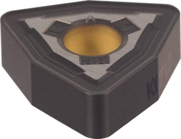 Kennametal - WNMG433 RN Grade KCP10 Carbide Turning Insert - TiCN/Al2O3 Finish, 80° Trigon, 1/2" Inscr Circle, 3/16" Thick, 3/64" Corner Radius - Eagle Tool & Supply