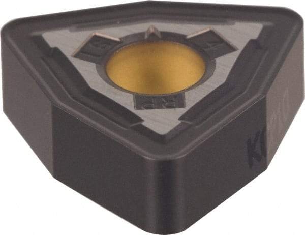 Kennametal - WNMG434 RN Grade KCP10 Carbide Turning Insert - TiCN/Al2O3 Finish, 80° Trigon, 1/2" Inscr Circle, 3/16" Thick, 1/16" Corner Radius - Eagle Tool & Supply