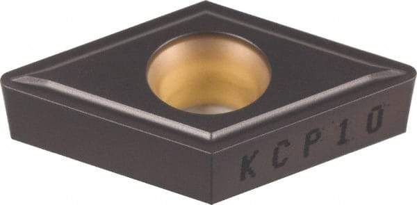 Kennametal - DCMT432 LF Grade KC850 Carbide Turning Insert - TiC/TiCN/TiN Finish, 55° Diamond, 1/2" Inscr Circle, 3/16" Thick, 1/32" Corner Radius - Eagle Tool & Supply
