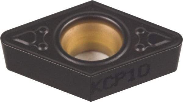 Kennametal - DCMT32.51 MF Grade KCM15 Carbide Turning Insert - TiCN/Al2O3 Finish, 55° Diamond, 3/8" Inscr Circle, 5/32" Thick, 1/64" Corner Radius - Eagle Tool & Supply