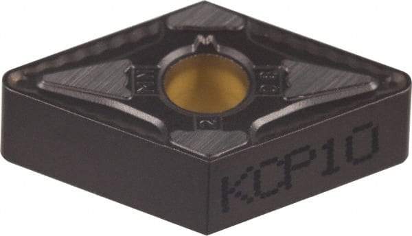 Kennametal - DNMG433 MN Grade KCP25 Carbide Turning Insert - TiCN/Al2O3 Finish, 55° Diamond, 1/2" Inscr Circle, 3/16" Thick, 3/64" Corner Radius - Eagle Tool & Supply