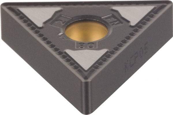 Kennametal - TNMG333 FN Grade KCP25 Carbide Turning Insert - TiCN/Al2O3 Finish, 60° Triangle, 3/8" Inscr Circle, 3/16" Thick, 3/64" Corner Radius - Eagle Tool & Supply