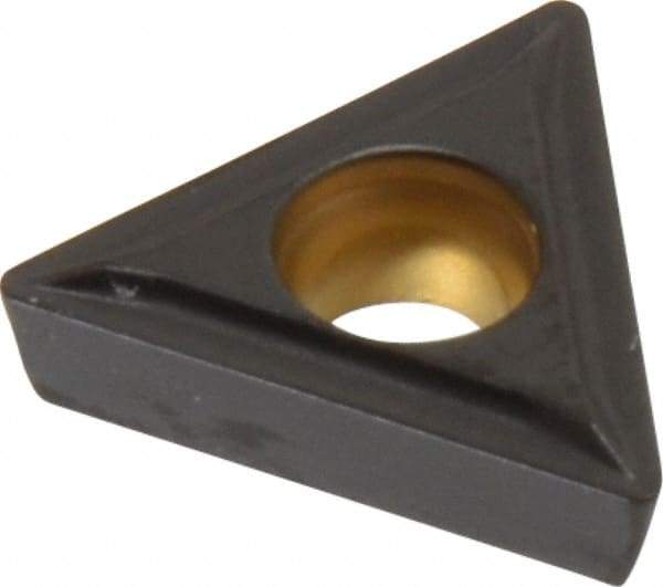 Kennametal - TPMT21.51 LF Grade KCP25 Carbide Turning Insert - TiCN/Al2O3 Finish, 60° Triangle, 1/4" Inscr Circle, 3/32" Thick, 1/64" Corner Radius - Eagle Tool & Supply