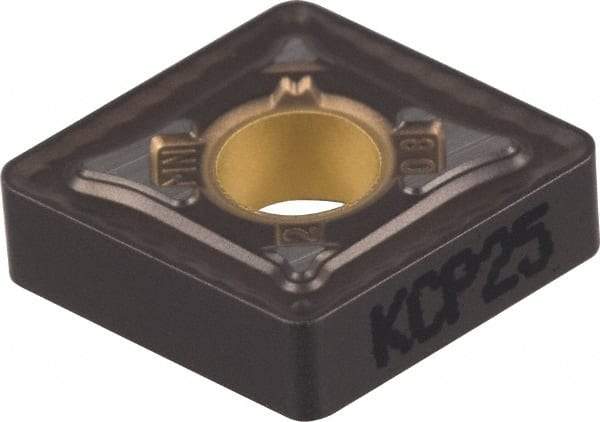 Kennametal - CNMG543 MN Grade KCP25 Carbide Turning Insert - TiCN/Al2O3 Finish, 80° Diamond, 5/8" Inscr Circle, 1/4" Thick, 3/64" Corner Radius - Eagle Tool & Supply