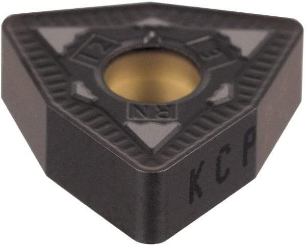 Kennametal - WNMG332 RN Grade KCP25 Carbide Turning Insert - TiCN/Al2O3 Finish, 80° Trigon, 3/8" Inscr Circle, 3/16" Thick, 1/32" Corner Radius - Eagle Tool & Supply