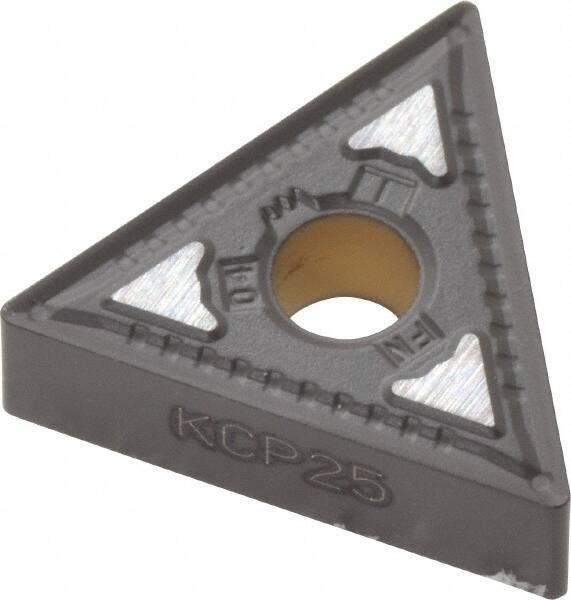 Kennametal - TNMG331 FN Grade KCP25 Carbide Turning Insert - TiCN/Al2O3 Finish, 60° Triangle, 3/8" Inscr Circle, 3/16" Thick, 1/64" Corner Radius - Eagle Tool & Supply