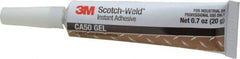 3M - 0.70 oz Tube Clear Instant Adhesive - Series CA50, 60 to 120 sec Fixture Time, 24 hr Full Cure Time, Bonds to Cardboard, Cork Board, Fabric, Fiberglass, Foam, Metal, Plastic, Rubber & Vinyl - Eagle Tool & Supply