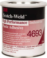 3M - 32 Fluid Ounce Container, Amber, Can Acetone Construction Adhesive - Series 4693 - Eagle Tool & Supply