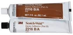 3M - 2 oz Tube Two Part Epoxy - 90 min Working Time, 3,200 psi Shear Strength, Series 2216 - Eagle Tool & Supply