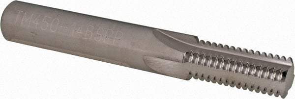 Scientific Cutting Tools - 1/2-14, 3/4-14 Thread, 1/2" Shank Diam, Bright Coating, Solid Carbide Straight Flute Thread Mill - 4 Flutes, 3-1/2" OAL, 1/2" Min Noml Diameter - Eagle Tool & Supply
