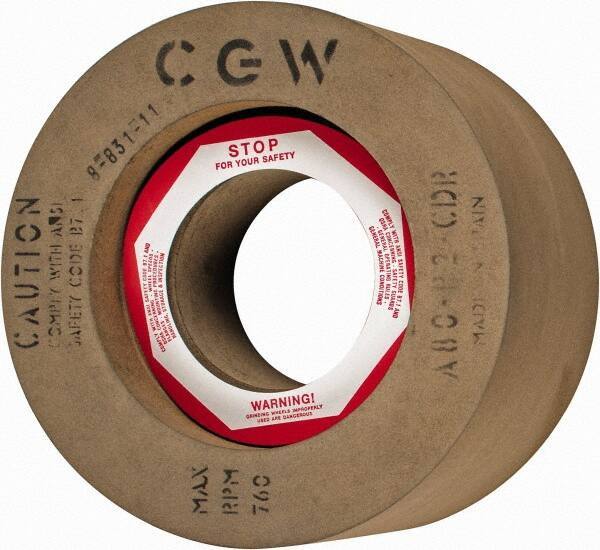 Camel Grinding Wheels - 6" Wide x 12" Diam, Type 7 Feed Regulating Wheel - 5" Hole Size, 80 Grit, Hardness R, 7-1/2" Diam x 1-1/2" Deep Recess, 7-1/2" Diam x 1-1/2" Deep Opposite Side Recess - Eagle Tool & Supply
