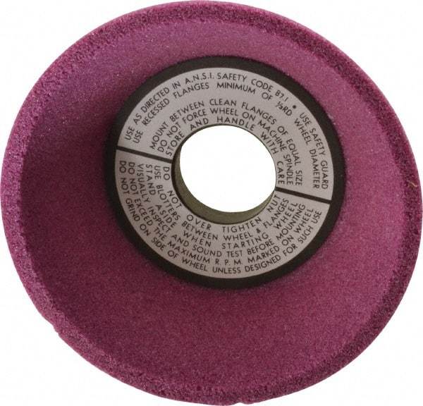 Grier Abrasives - 5" Diam, 1-1/4" Hole Size, 2-3/16" Overall Thickness, 46 Grit, Type 11 Tool & Cutter Grinding Wheel - Coarse Grade, Aluminum Oxide, K Hardness, Vitrified Bond, 4,966 RPM - Eagle Tool & Supply