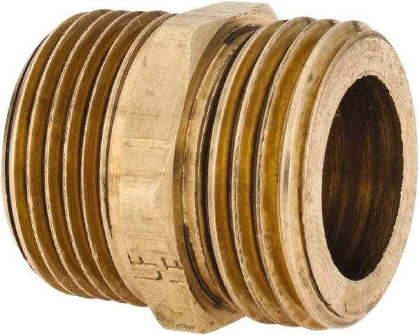 ANDERSON METALS - 3/4 MGHT & 3/4 MPT Garden Hose Male x MIP with FIP Tap - Lead Free Brass, Male Hose to Male Pipe Connector - Eagle Tool & Supply