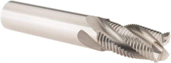 Guhring - 1/2" Diam, Fine Pitch, 1" LOC, 4 Flute Solid Carbide Corner Chamfer Roughing End Mill - Uncoated, 3" OAL, 1/2" Shank Diam, Single End, 30° Helix - Eagle Tool & Supply
