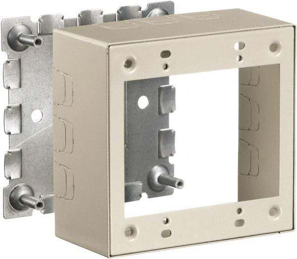 Hubbell Wiring Device-Kellems - 4.64 Inch Long x 2-1/4 Inch Wide x 4.54 Inch High, Rectangular 2 Gang Raceway Box - Ivory, For Use with HBL500 Series Raceways and HBL750 Series Raceways - Eagle Tool & Supply