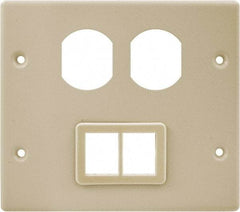 Hubbell Wiring Device-Kellems - 5.43 Inch Long x 4-3/4 Inch High, Rectangular Raceway Plate - Ivory, For Use with HBL4700 Series Raceways and HBL4750 Series Metal Raceways - Eagle Tool & Supply