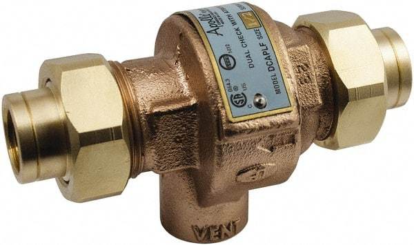 Conbraco - 1/2 Thread, 175 psi WOG Rating, Bronze Dual Check Backflow Preventer Valve - Lead-Free, Use with Potable Water Applications - Eagle Tool & Supply