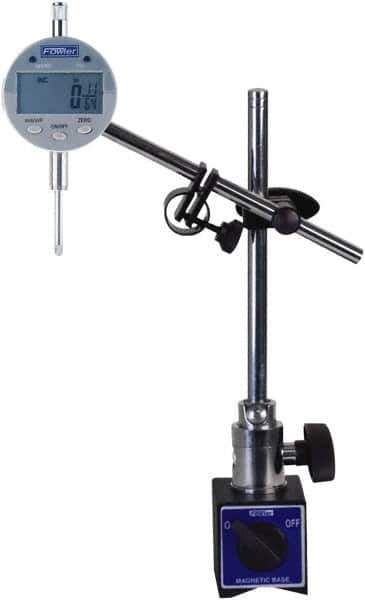Fowler - 0.0005" Graduation, 1" Max Meas, Electronic Indicator & Base Kit - 0.01mm Resolution, 2.3" Base Length x 2" Base Width x 1.8" Base Height, 2-1/4" Dial Diam - Eagle Tool & Supply