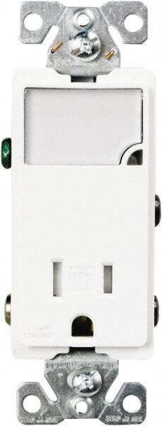 Cooper Wiring Devices - 2 Pole, 125 VAC, 15 Amp, 1 Outlet, Flush Mounted, Self Grounding, Tamper Resistant Combination Outlet with Night Light - 5-15R Configuration, Back Side Wiring, Thermoplastic Material, cULus Listed Standard - Eagle Tool & Supply