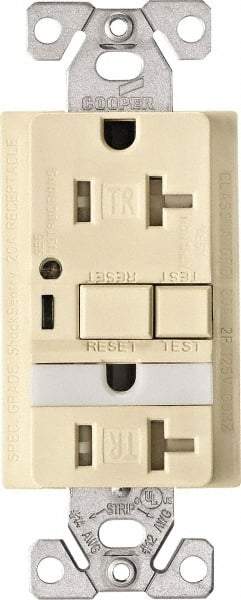 Cooper Wiring Devices - 1 Phase, 5-20R NEMA, 125 VAC, 20 Amp, Self Grounding, GFCI Receptacle - 2 Pole, Back and Side Wiring, Tamper Resistant, Thermoplastic Commercial, Specification Grade - Eagle Tool & Supply