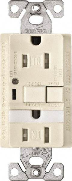 Cooper Wiring Devices - 1 Phase, 5-15R NEMA, 125 VAC, 15 Amp, Self Grounding, GFCI Receptacle - 2 Pole, Back and Side Wiring, Tamper Resistant, Thermoplastic Commercial, Specification Grade - Eagle Tool & Supply