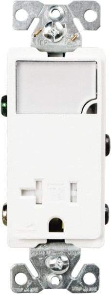 Cooper Wiring Devices - 2 Pole, 125 VAC, 20 Amp, 1 Outlet, Flush Mounted, Self Grounding, Tamper Resistant Combination Outlet with Night Light - 5-20R Configuration, Back Side Wiring, Thermoplastic Material, cULus Listed Standard - Eagle Tool & Supply