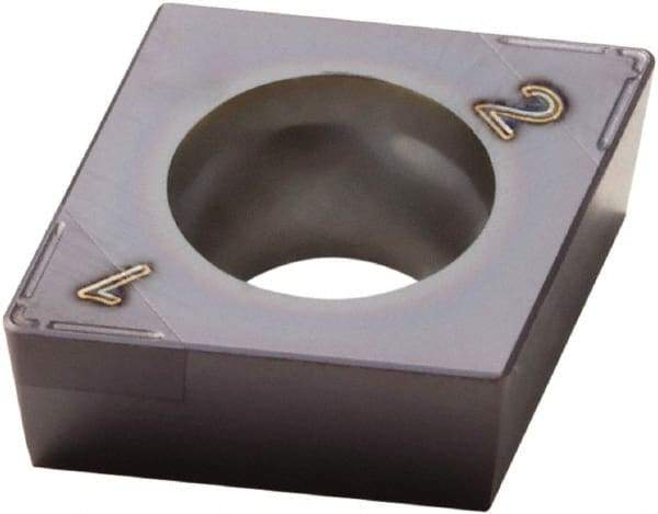 Seco - CCGT32.51 Grade CBN060K PCBN Turning Insert - TiSiAlN Finish, 80° Diamond, 3/8" Inscr Circle, 5/32" Thick, 1/64" Corner Radius - Eagle Tool & Supply