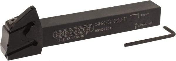 Seco - X4 Jet, External, Right Hand, 0.256" Max Depth of Cut, 0.031 to 0.118" Groove Width, Indexable Grooving Tool Holder - X4GK25..R Insert Compatibility, 3/4" Shank Height, 3/4" Shank Width, 6" OAL, Through Coolant - Eagle Tool & Supply